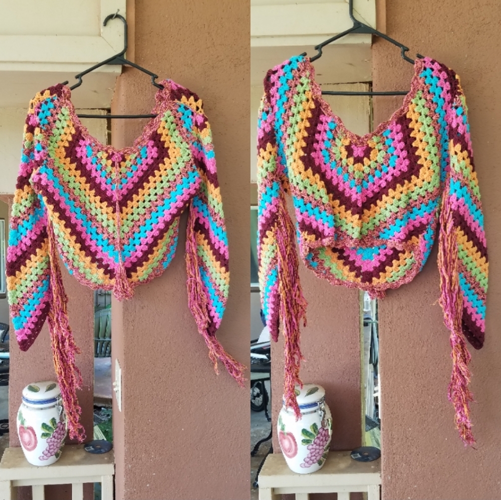 Spell designs Joni rainbow Crochet top S/M tassels - Picture 6 of 8